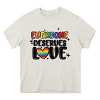 Cream everyone deserves love Heavy Core Tee - MaliasSmallBusiness