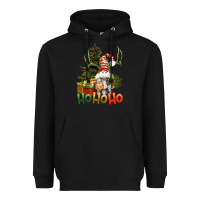 Black Ho Ho Ho Christmas Gnome Heavyweight Hoodie - BundleAndBundleShop