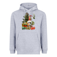 Heather Grey Ho Ho Ho Christmas Gnome Heavyweight Hoodie - BundleAndBundleShop