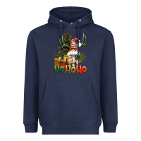 Navy Ho Ho Ho Christmas Gnome Heavyweight Hoodie - BundleAndBundleShop