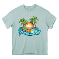 Arona sunset beach scene Heavy Core Tee - MaliasSmallBusiness