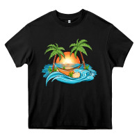 Black sunset beach scene Heavy Core Tee - MaliasSmallBusiness