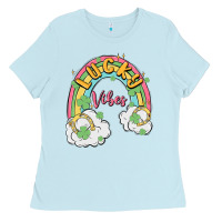 Baby Blue lucky vibes Ladies Tee - MaliasSmallBusiness