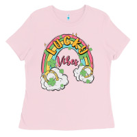 Bubblegum Pink lucky vibes Ladies Tee - MaliasSmallBusiness