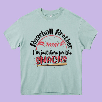 Baseball Brother I'm Just Here For The Snacks Heavy Core Tee Designed By Maliassmallbusiness