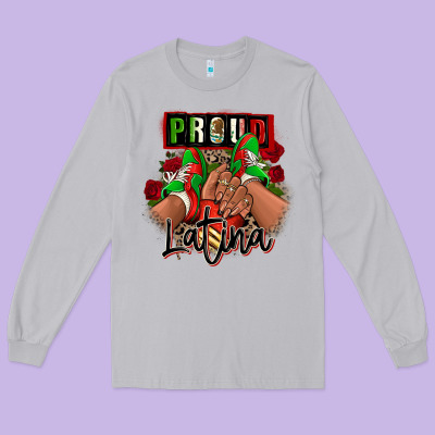 Proud Latina Mexican Sneakers Long Sleeve Tee Designed By Ranaportraitstore