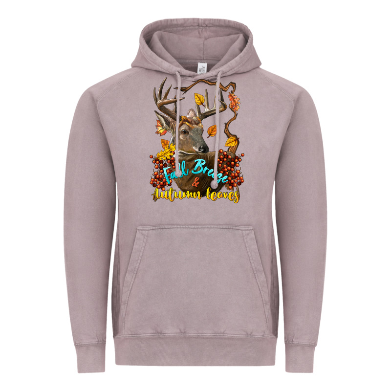 Fall Breeze And Autumn Leaves Deer Vintage Hoodie by LillyAllenDesigns | Teevron