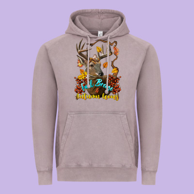 Fall Breeze And Autumn Leaves Deer Vintage Hoodie Designed By Lillyallendesigns