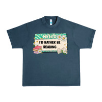 Midnight Navy hello id rather be reading Urban Heavy Tee - Artiststas
