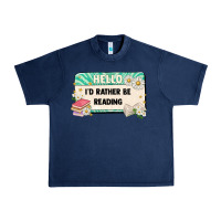Navy hello id rather be reading Urban Heavy Tee - Artiststas