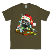 Army Green christmas scottish fold cat Classic Tee - LillyAllenDesigns