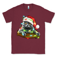 Burgundy christmas scottish fold cat Classic Tee - LillyAllenDesigns