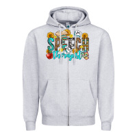 Heather Grey speech therapist Zipper Hoodie - OliviaCreatesArt