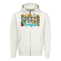 Oatmeal Heather speech therapist Zipper Hoodie - OliviaCreatesArt