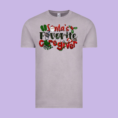 Santa's Favorite Caregiver Christmas Vintage Tee Designed By Lillyallendesigns