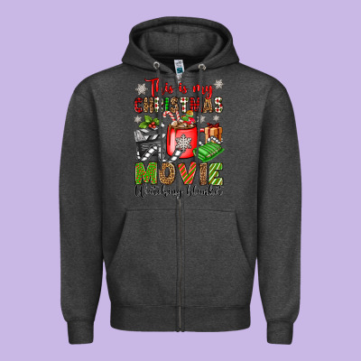 This Is My Christmas Movie Watching Blanket Zipper Hoodie Designed By Oliviacreatesart