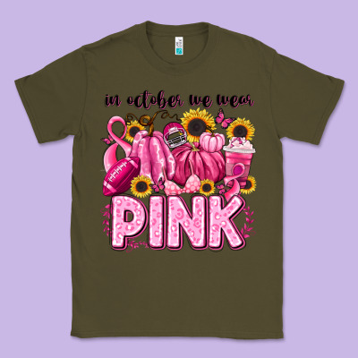 In October We Wear Pink Football Classic Tee Designed By Lillyallendesigns