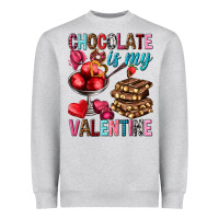Heather Grey Chocolate is my valentine Valentine's Day Heavyweight Sweatshirt - HowdyJamesFarm