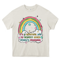 Cream beautiful day to respect pronouns Heavy Core Tee - MaliasSmallBusiness