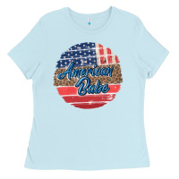 Baby Blue leopard merica Ladies Tee - MaliasSmallBusiness