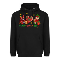 Black Peace Love Elf Christmas Heavyweight Hoodie - BundleAndBundleShop