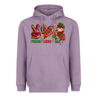 Lavender Peace Love Elf Christmas Heavyweight Hoodie - BundleAndBundleShop