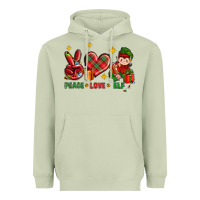 Matcha Peace Love Elf Christmas Heavyweight Hoodie - BundleAndBundleShop