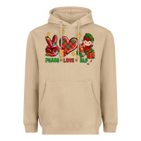 Mushroom Peace Love Elf Christmas Heavyweight Hoodie - BundleAndBundleShop