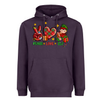 Plum Peace Love Elf Christmas Heavyweight Hoodie - BundleAndBundleShop