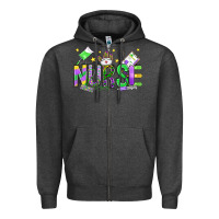 Charcoal Heather mardi gras nurse Zipper Hoodie - OliviaCreatesArt