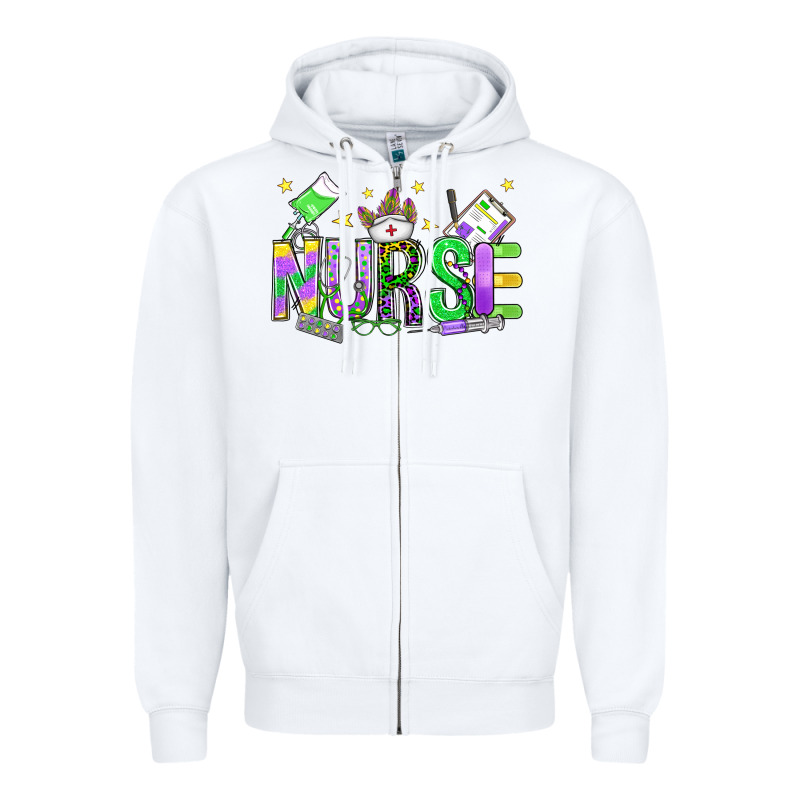 Mardi Gras Nurse Zipper Hoodie by OliviaCreatesArt | Teevron