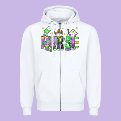 Mardi Gras Nurse Zipper Hoodie Designed By Oliviacreatesart