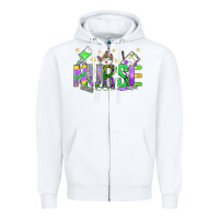 White mardi gras nurse Zipper Hoodie - OliviaCreatesArt