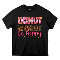 Black donut worry be happy Heavy Core Tee - AdoDesignShop