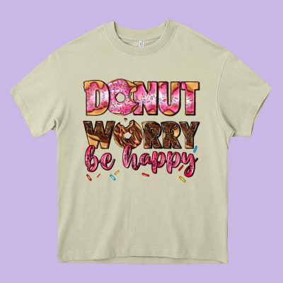 Donut Worry Be Happy Heavy Core Tee Designed By Adodesignshop
