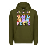 Army Green Easter Day Teacher of the sweetest peeps Premium Hoodie - OliviaCreatesArt