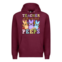Burgundy Easter Day Teacher of the sweetest peeps Premium Hoodie - OliviaCreatesArt