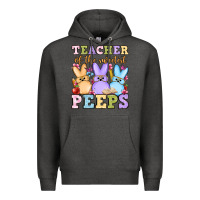 Charcoal Heather Easter Day Teacher of the sweetest peeps Premium Hoodie - OliviaCreatesArt