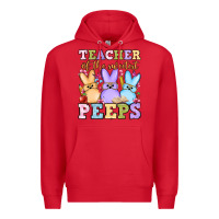 Red Easter Day Teacher of the sweetest peeps Premium Hoodie - OliviaCreatesArt