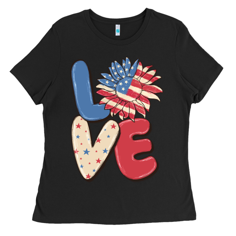 Love 4th Of July Ladies Tee by MaliasSmallBusiness | Teevron