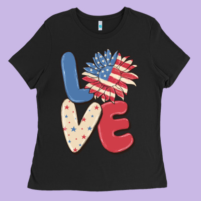 Love 4th Of July Ladies Tee Designed By Maliassmallbusiness
