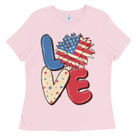 Bubblegum Pink love 4th of july Ladies Tee - MaliasSmallBusiness