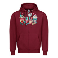 Burgundy teacher coffee cups Zipper Hoodie - OliviaCreatesArt