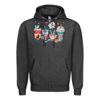 Charcoal Heather teacher coffee cups Zipper Hoodie - OliviaCreatesArt