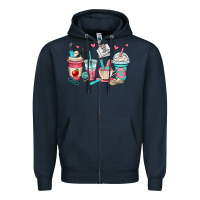 Navy teacher coffee cups Zipper Hoodie - OliviaCreatesArt