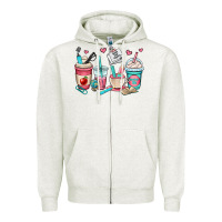Oatmeal Heather teacher coffee cups Zipper Hoodie - OliviaCreatesArt