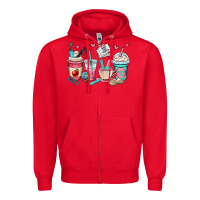 Red teacher coffee cups Zipper Hoodie - OliviaCreatesArt