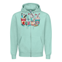 Seafoam teacher coffee cups Zipper Hoodie - OliviaCreatesArt