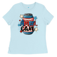 Baby Blue American can cooler Ladies Tee - MaliasSmallBusiness