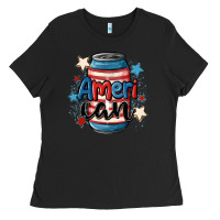 Black American can cooler Ladies Tee - MaliasSmallBusiness